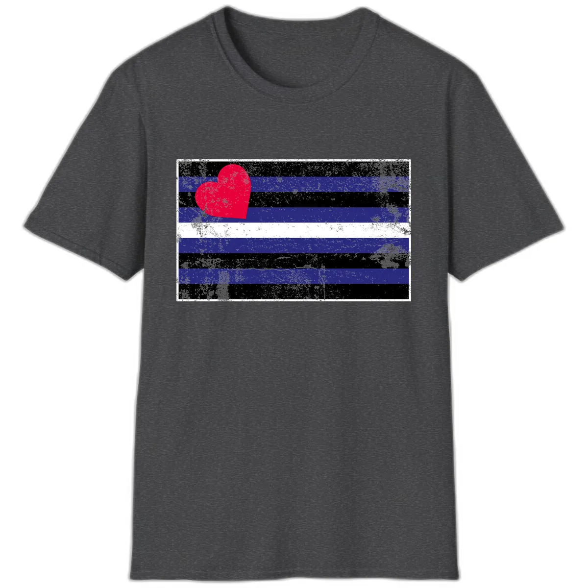 Love Stripes Pride Heart T-Shirt in Dark Heather