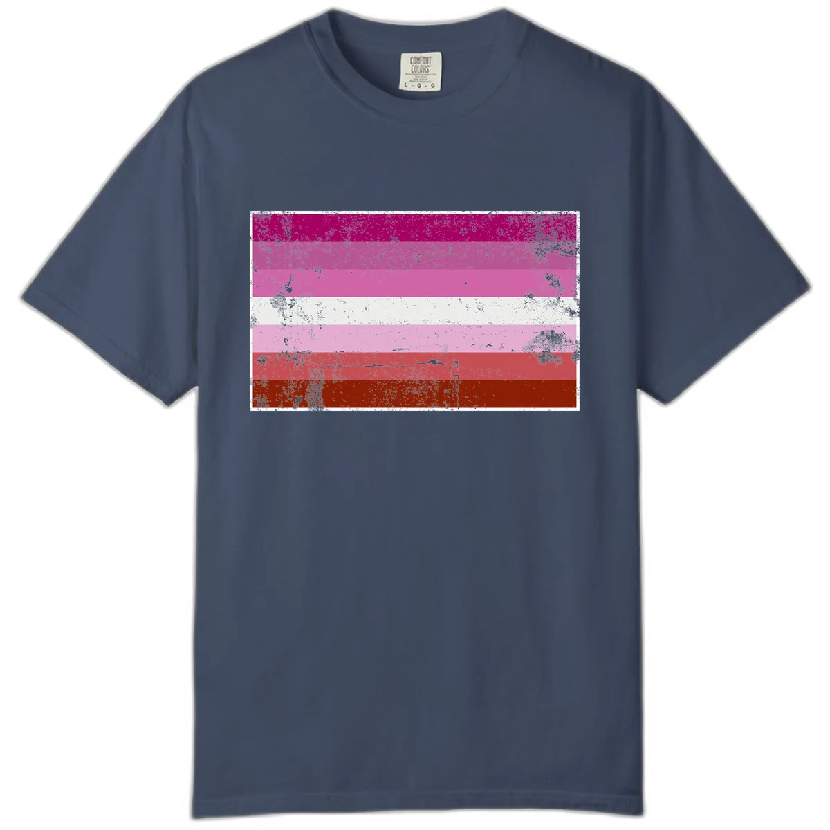 Lesbian Pride Flag Distressed Comfort Color in Midnight