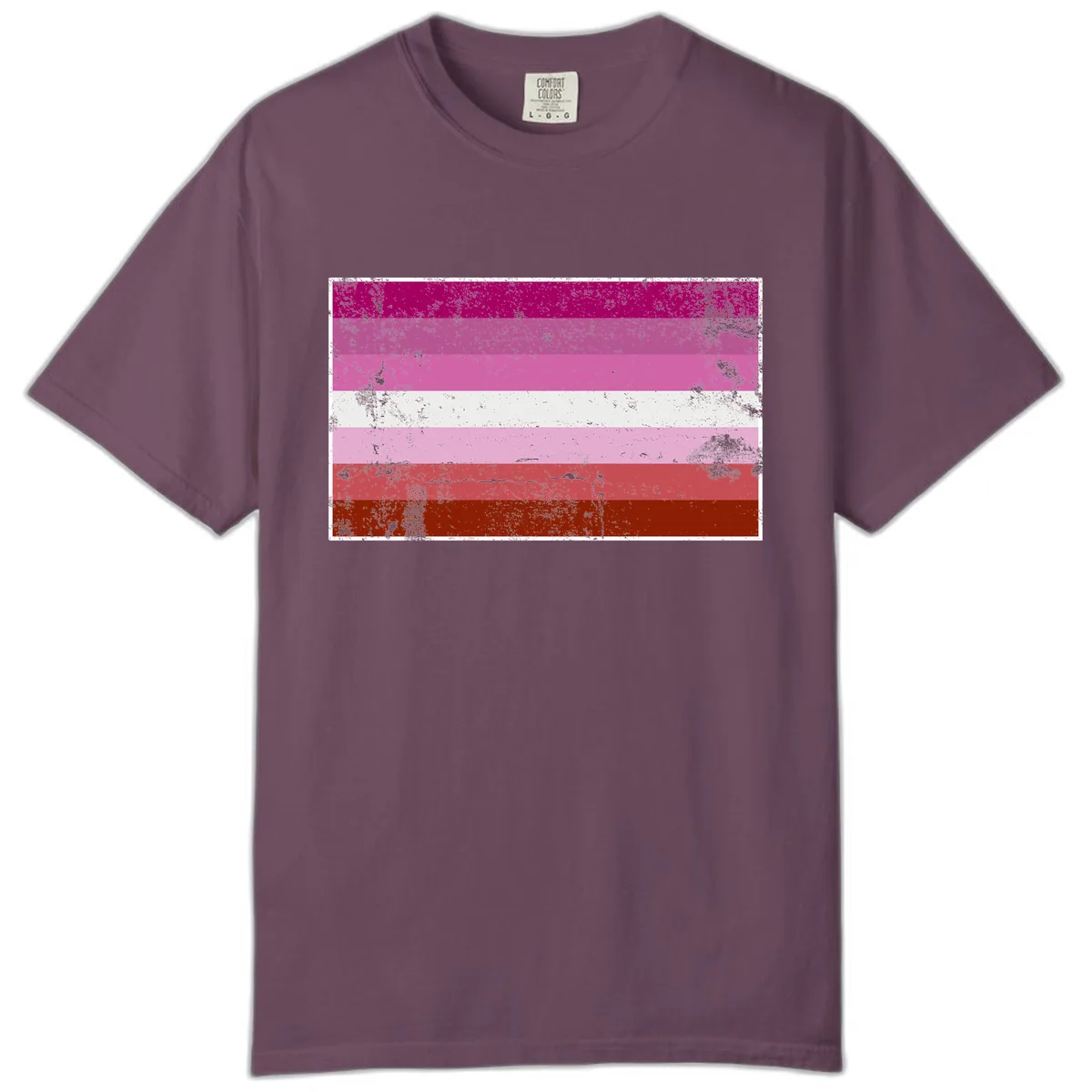 Lesbian Pride Flag Distressed Comfort Color in Berry