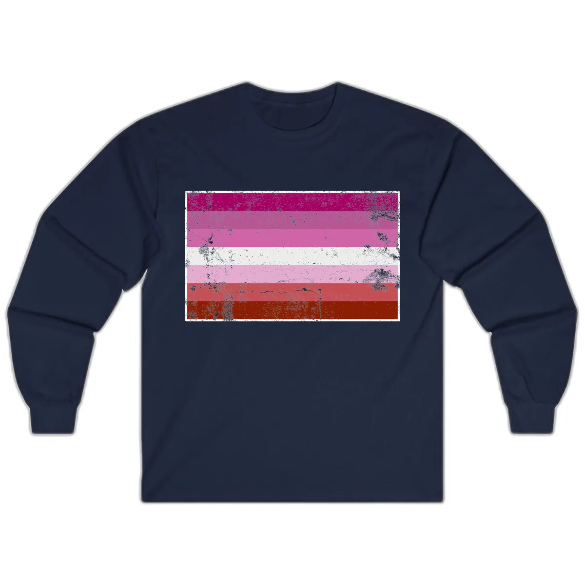 Lesbian Pride Flag Distressed Long Sleeve in Navy