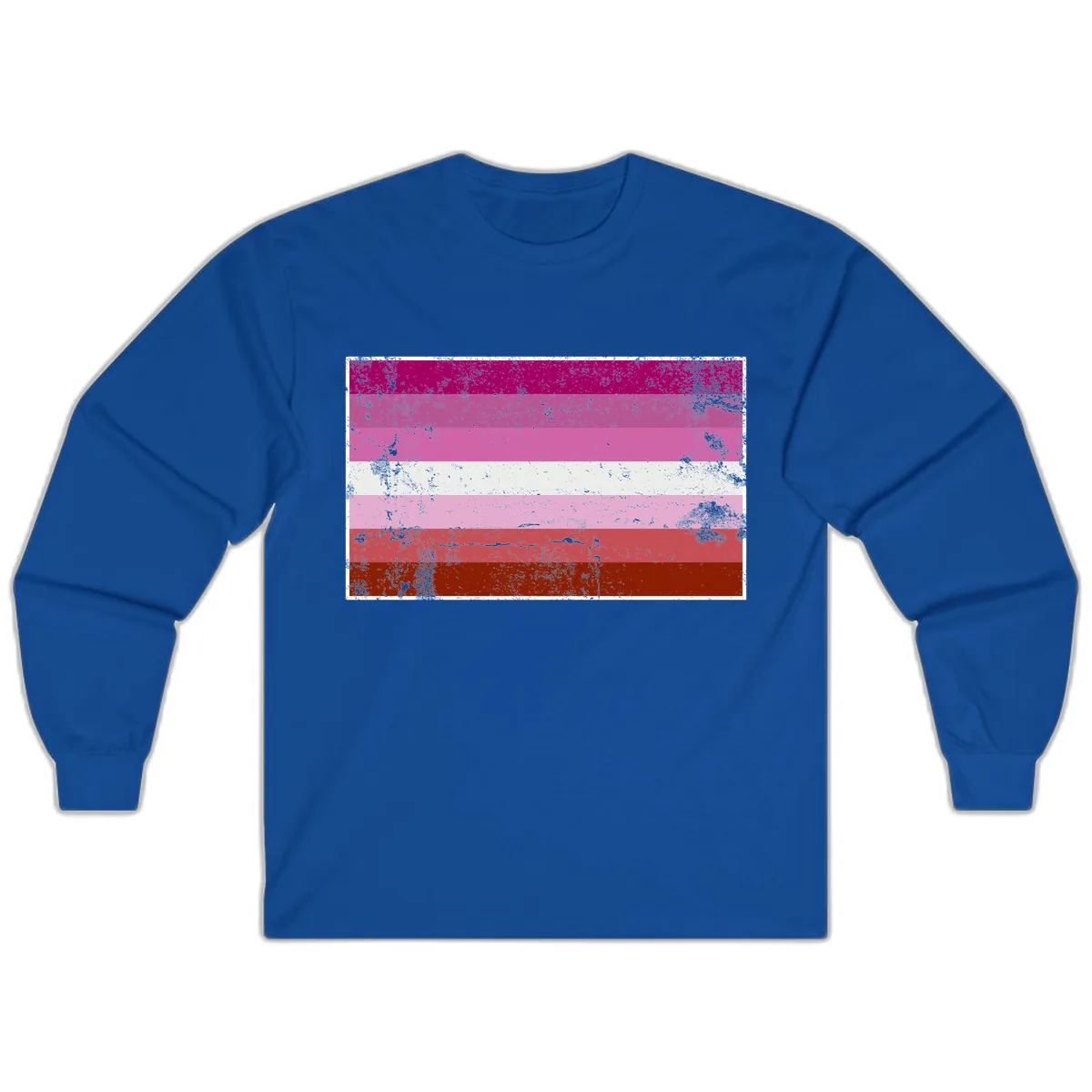 Lesbian Pride Flag Distressed Long Sleeve in Royal