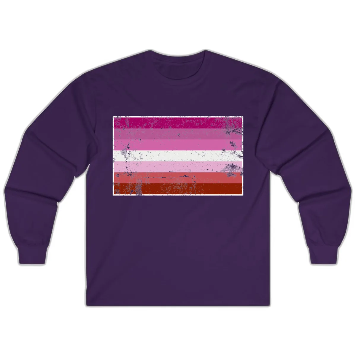 Lesbian Pride Flag Distressed Long Sleeve in Purple