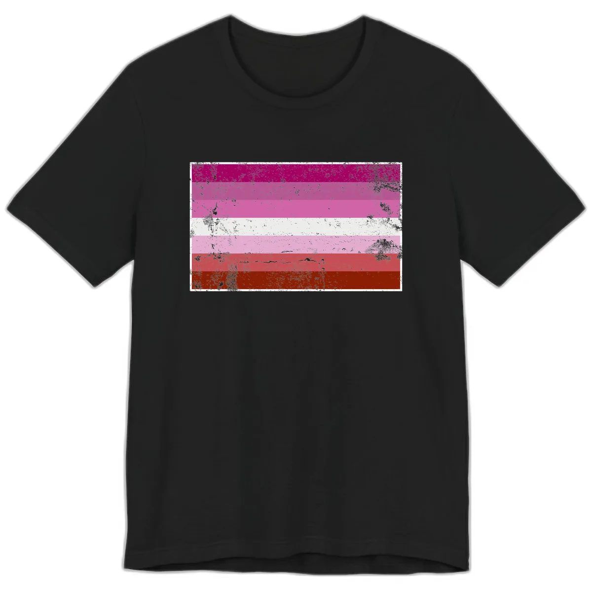 Lesbian Pride Flag Distressed Premium T-Shirt in Black