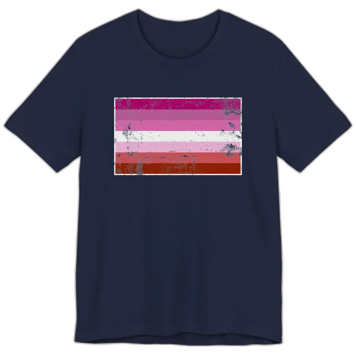 Lesbian Pride Flag Distressed Premium T-Shirt in Navy