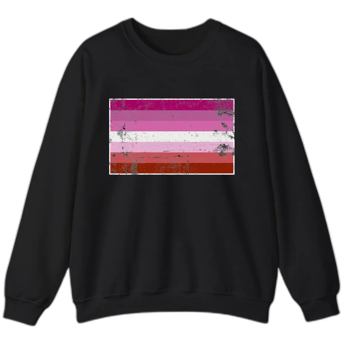 Lesbian Pride Flag Distressed Sweatshirt in Black