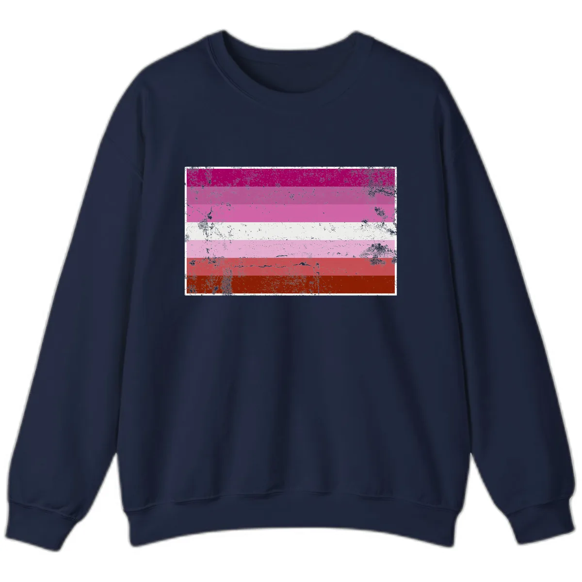 Lesbian Pride Flag Distressed Sweatshirt in Navy