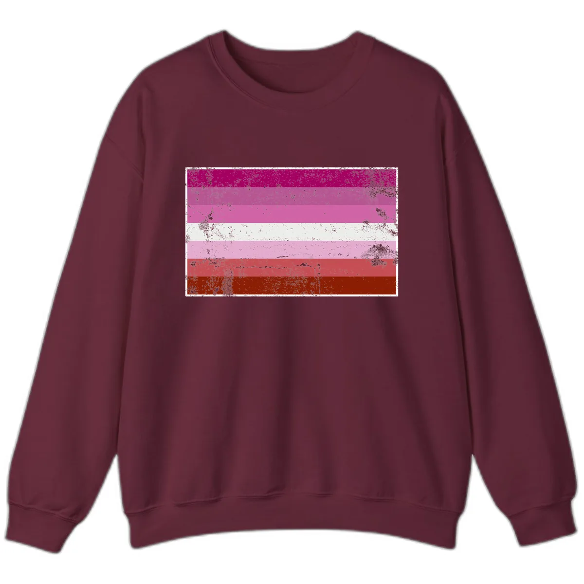 Lesbian Pride Flag Distressed Sweatshirt in Maroon