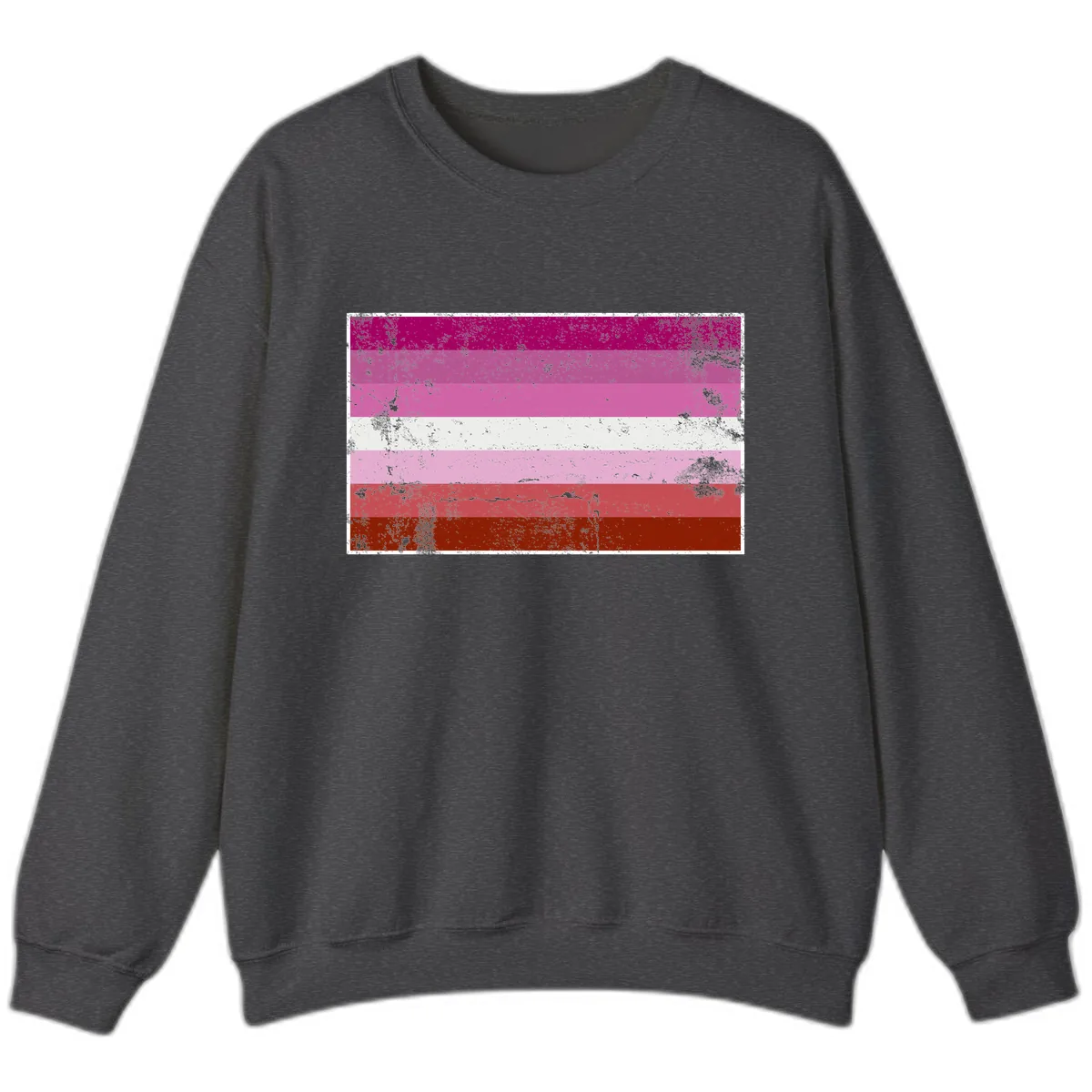 Lesbian Pride Flag Distressed Sweatshirt in Dark Heather