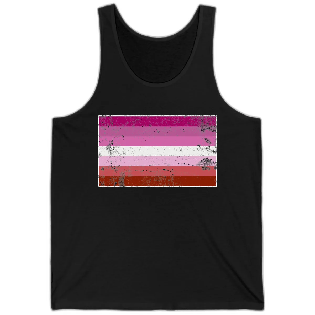 Lesbian Pride Flag Distressed Tank in Black