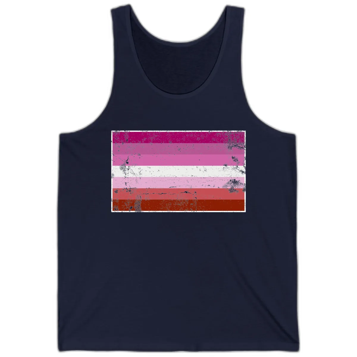 Lesbian Pride Flag Distressed Tank in Navy
