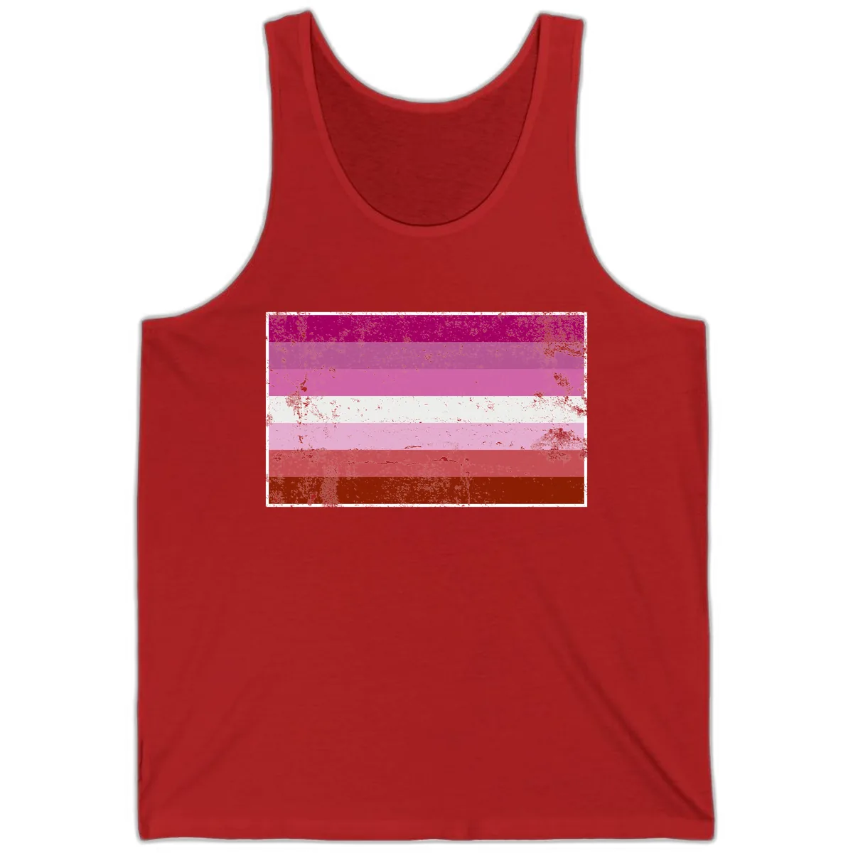 Lesbian Pride Flag Distressed Tank in Red