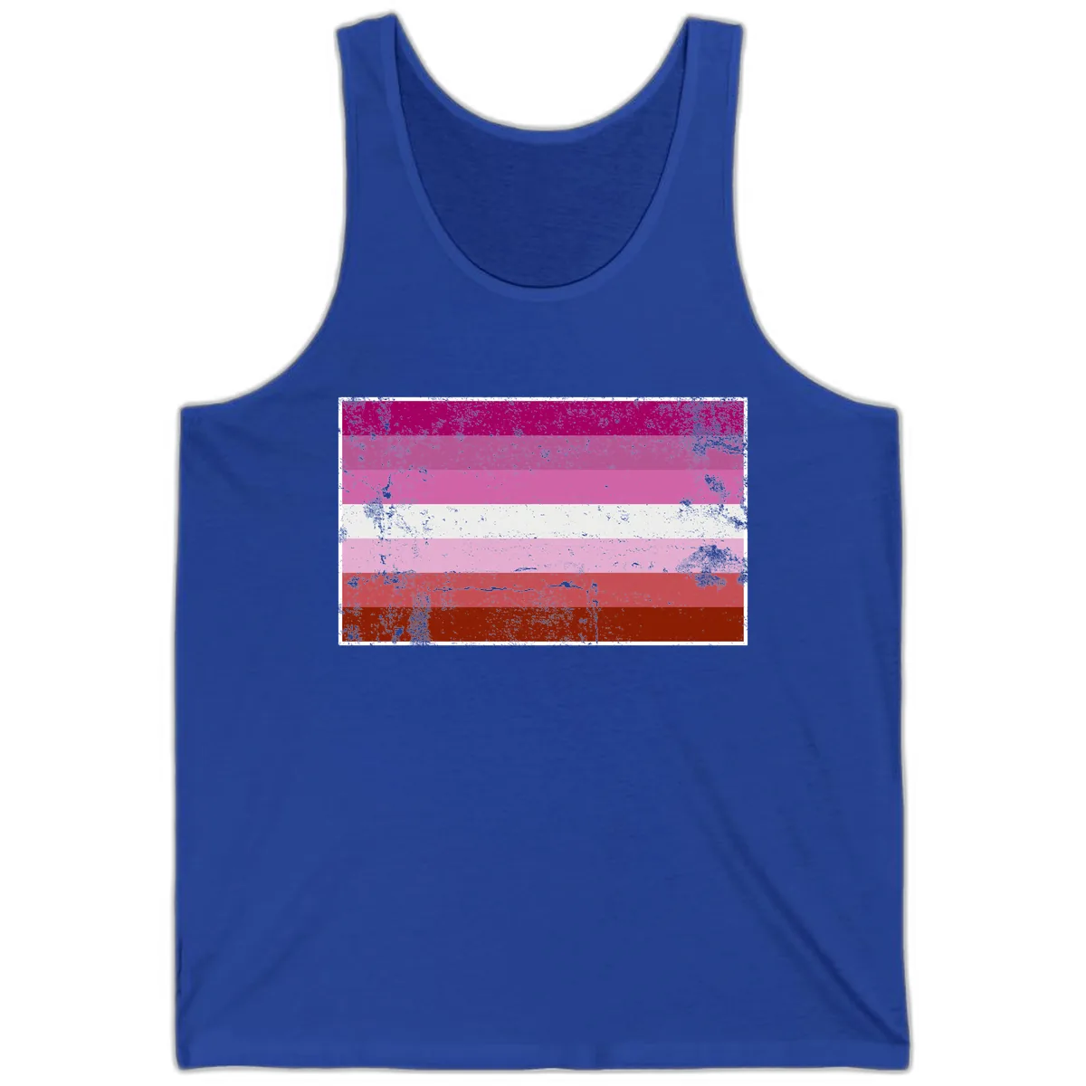 Lesbian Pride Flag Distressed Tank in True Royal