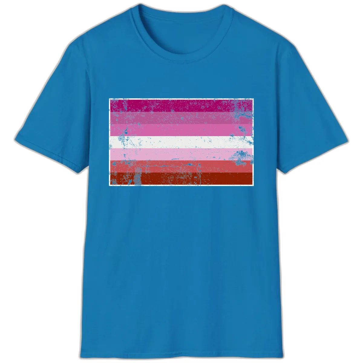 Lesbian Pride Flag Distressed T-Shirt in Sapphire