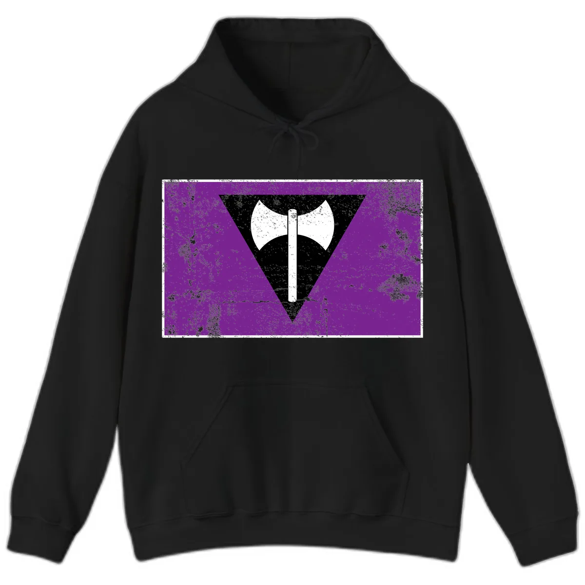 Double Axe Cross Symbol Design Hoodie in Black