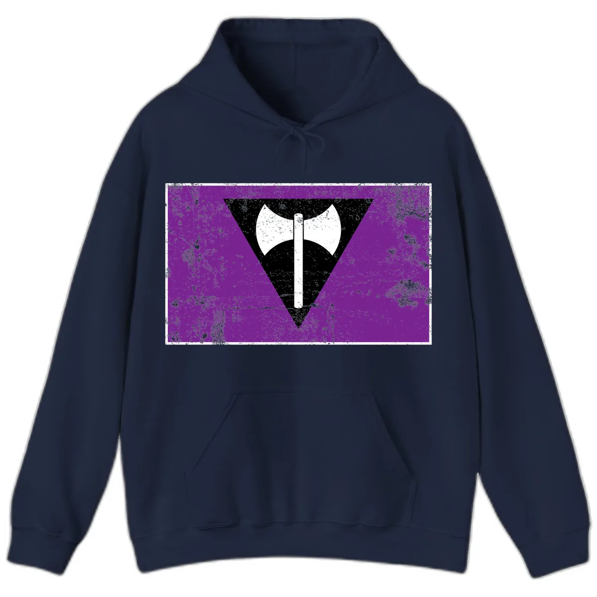 Double Axe Cross Symbol Design Hoodie in Navy