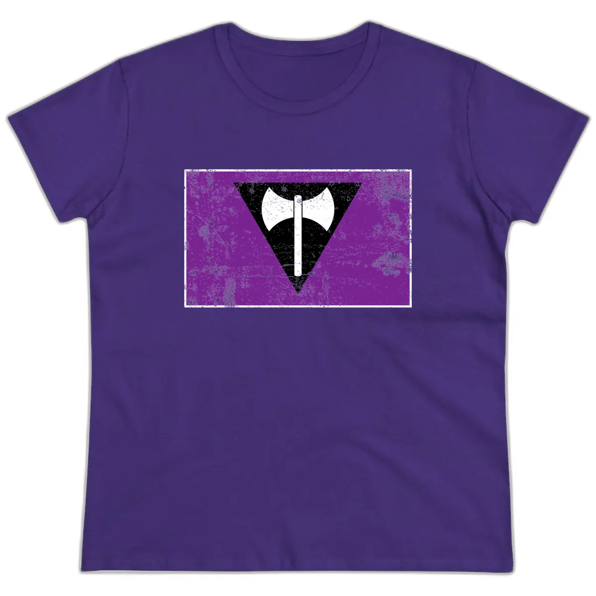 Double Axe Cross Symbol Design Ladies Tee in Purple