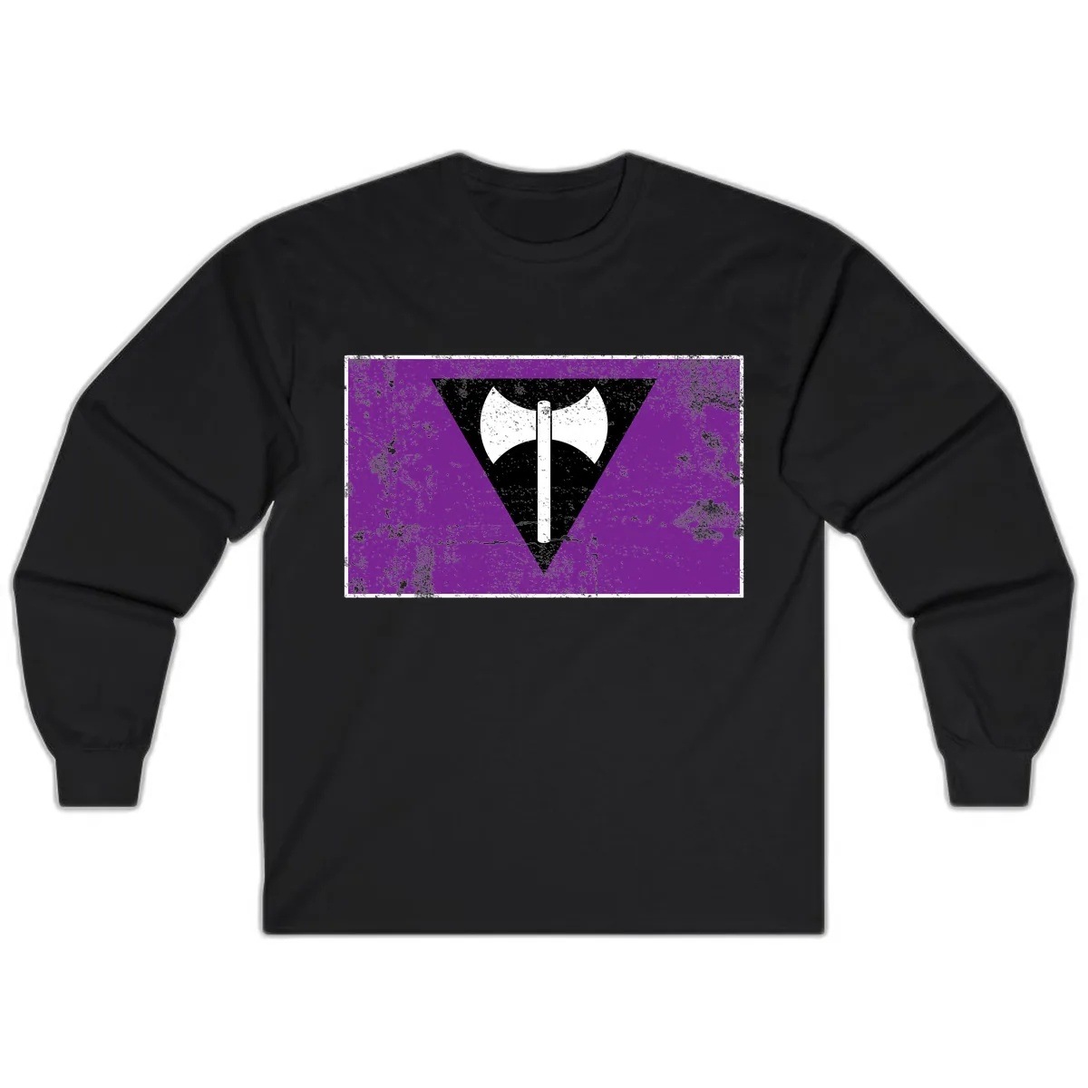 Double Axe Cross Symbol Design Long Sleeve in Black