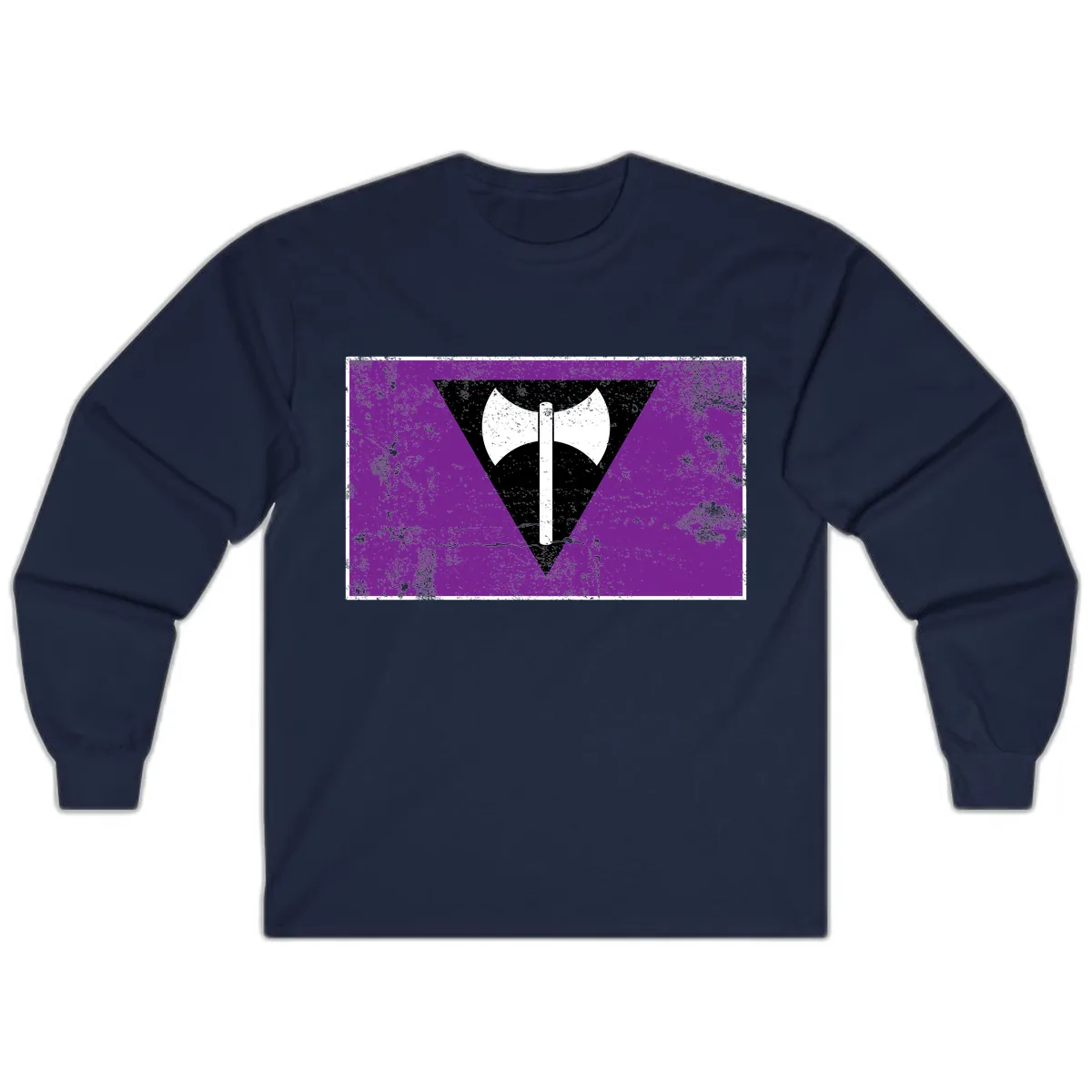 Double Axe Cross Symbol Design Long Sleeve in Navy