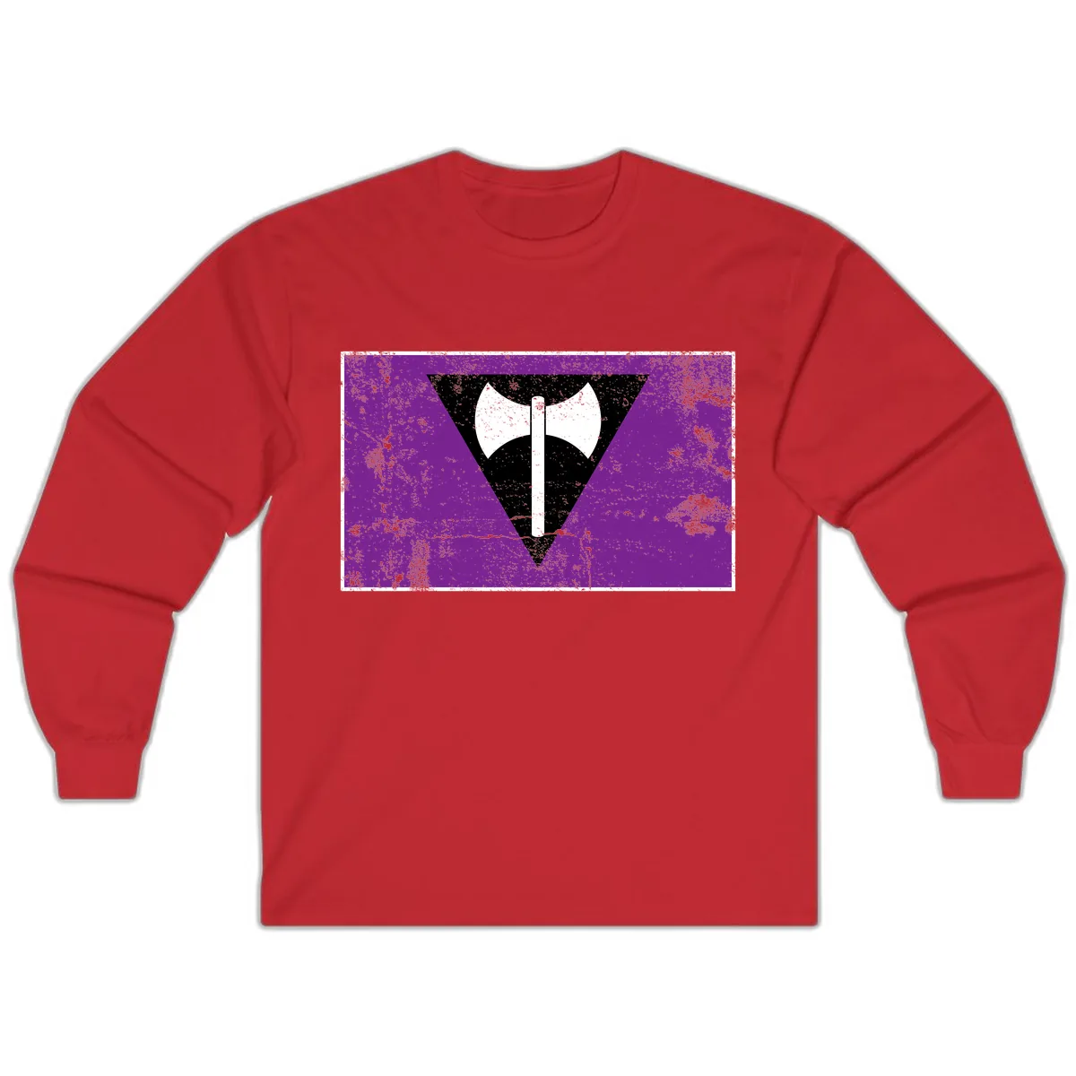 Double Axe Cross Symbol Design Long Sleeve in Red