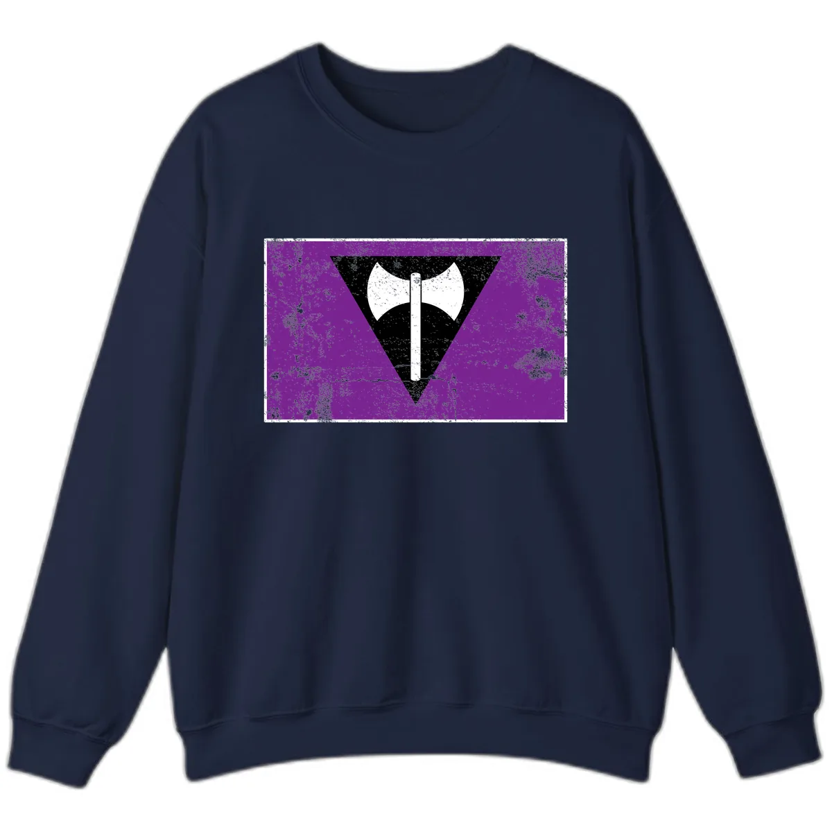 Double Axe Cross Symbol Design Sweatshirt in Navy