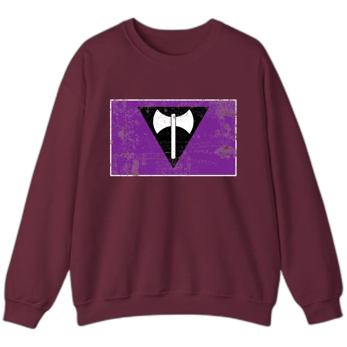Double Axe Cross Symbol Design Sweatshirt in Maroon
