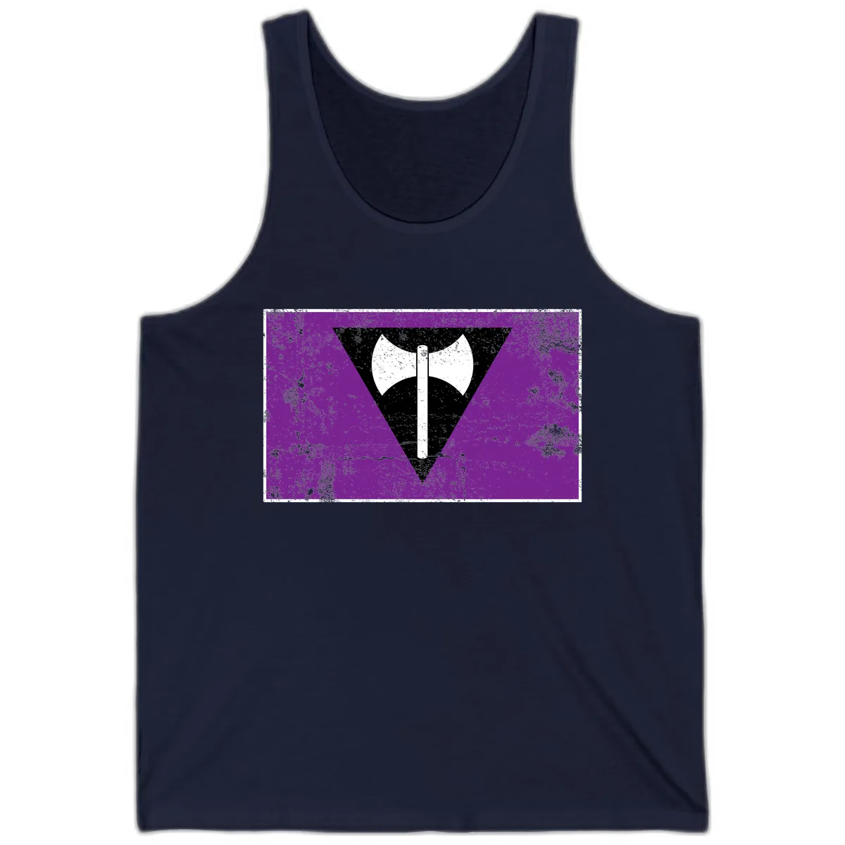 Double Axe Cross Symbol Design Tank in Navy