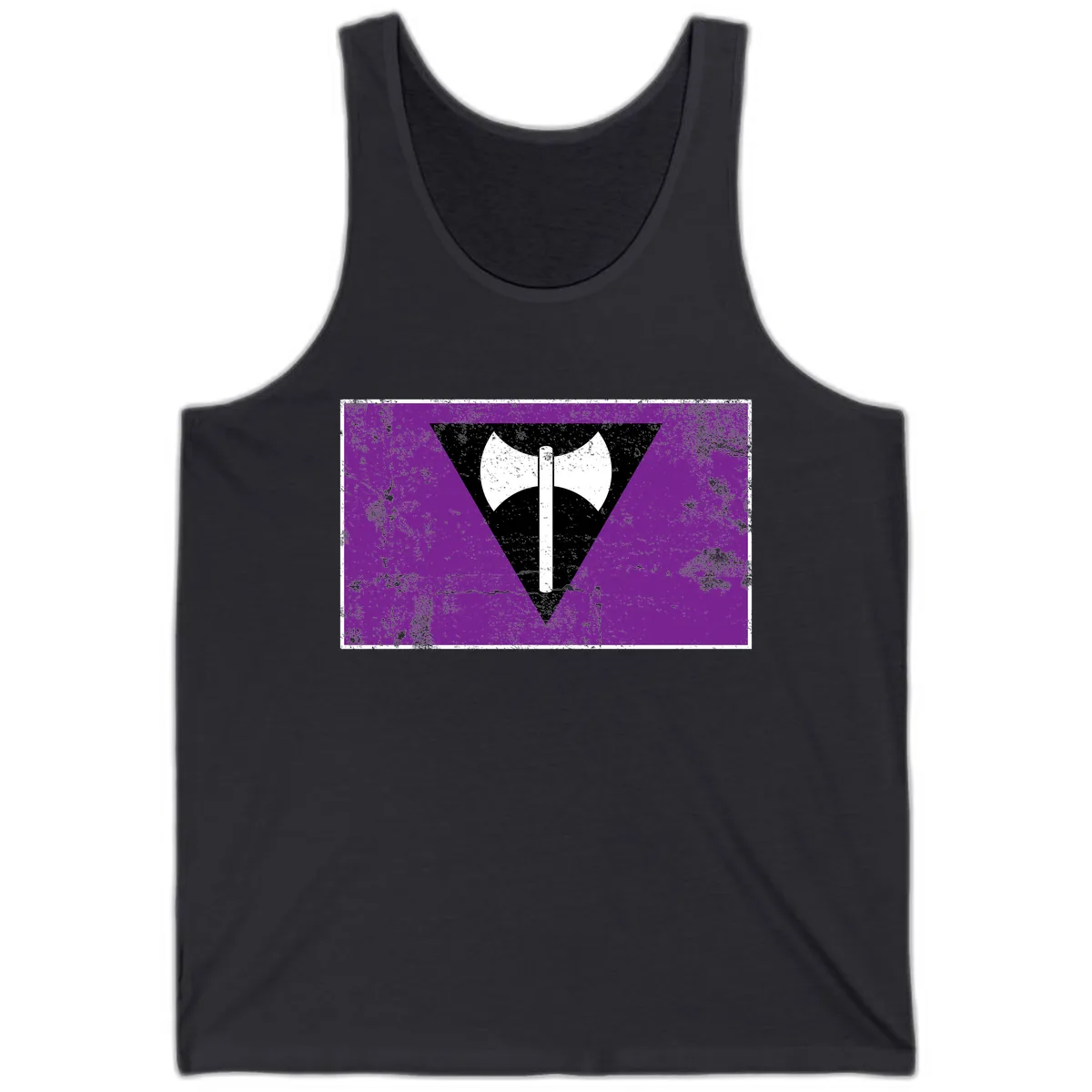 Double Axe Cross Symbol Design Tank in Dark Grey