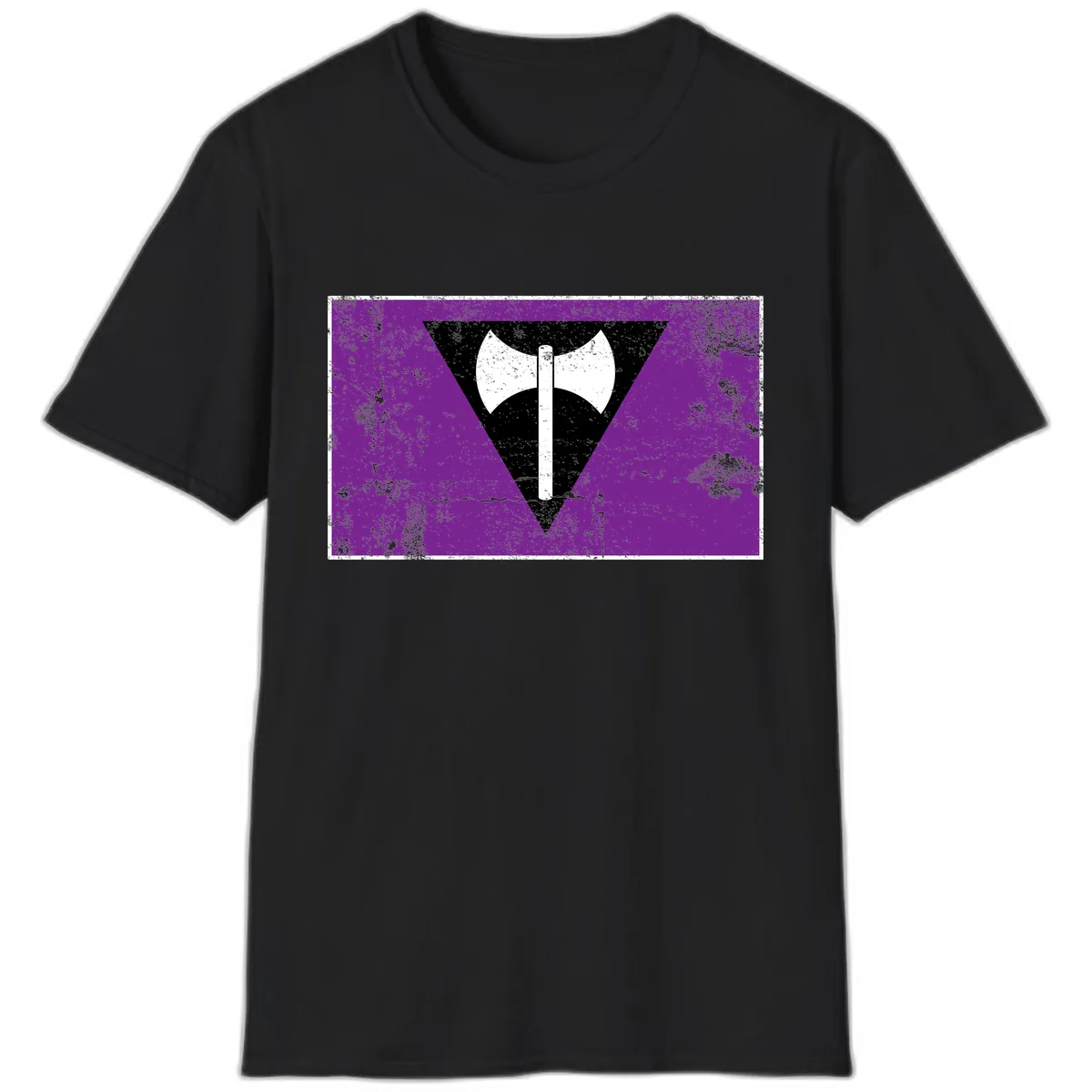 Double Axe Cross Symbol Design T-Shirt in Black