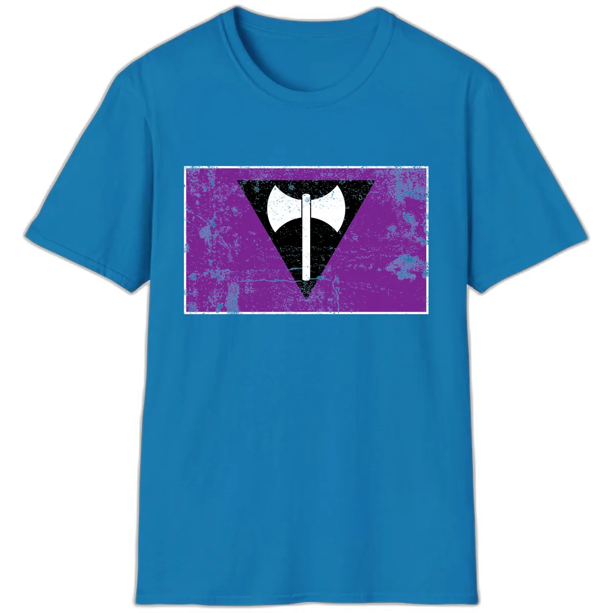 Double Axe Cross Symbol Design T-Shirt in Sapphire