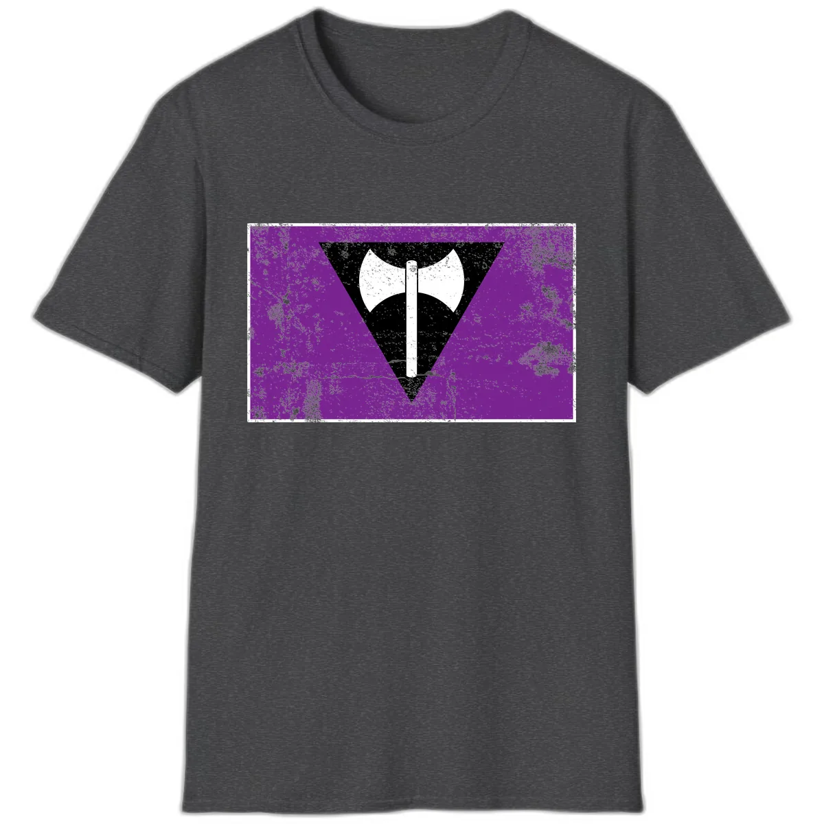 Double Axe Cross Symbol Design T-Shirt in Dark Heather