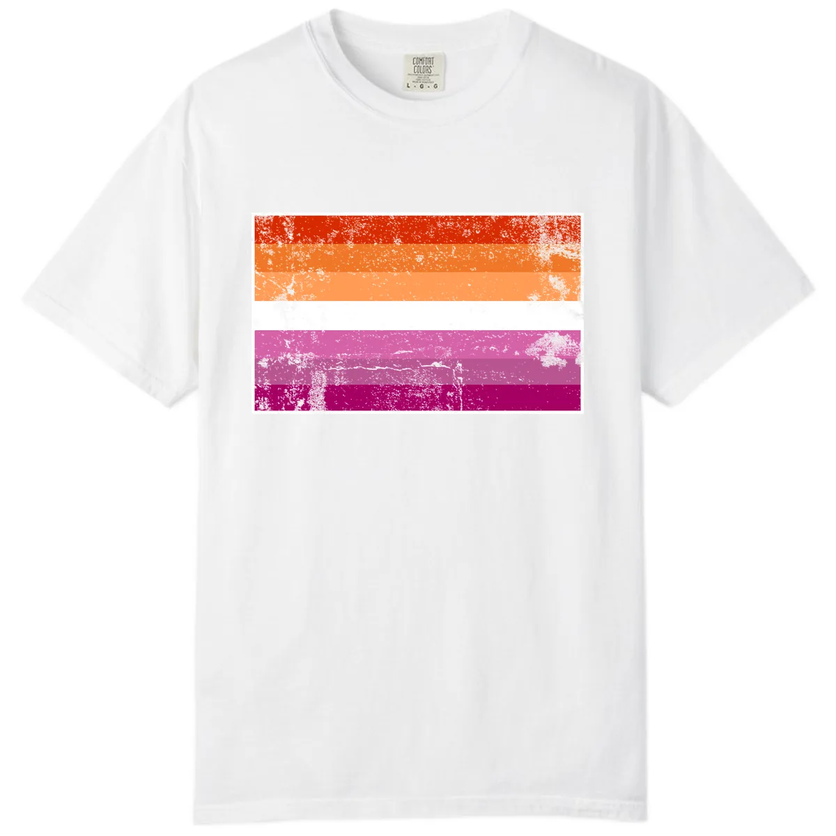 Lesbian Pride Flag Grunge Comfort Color in White