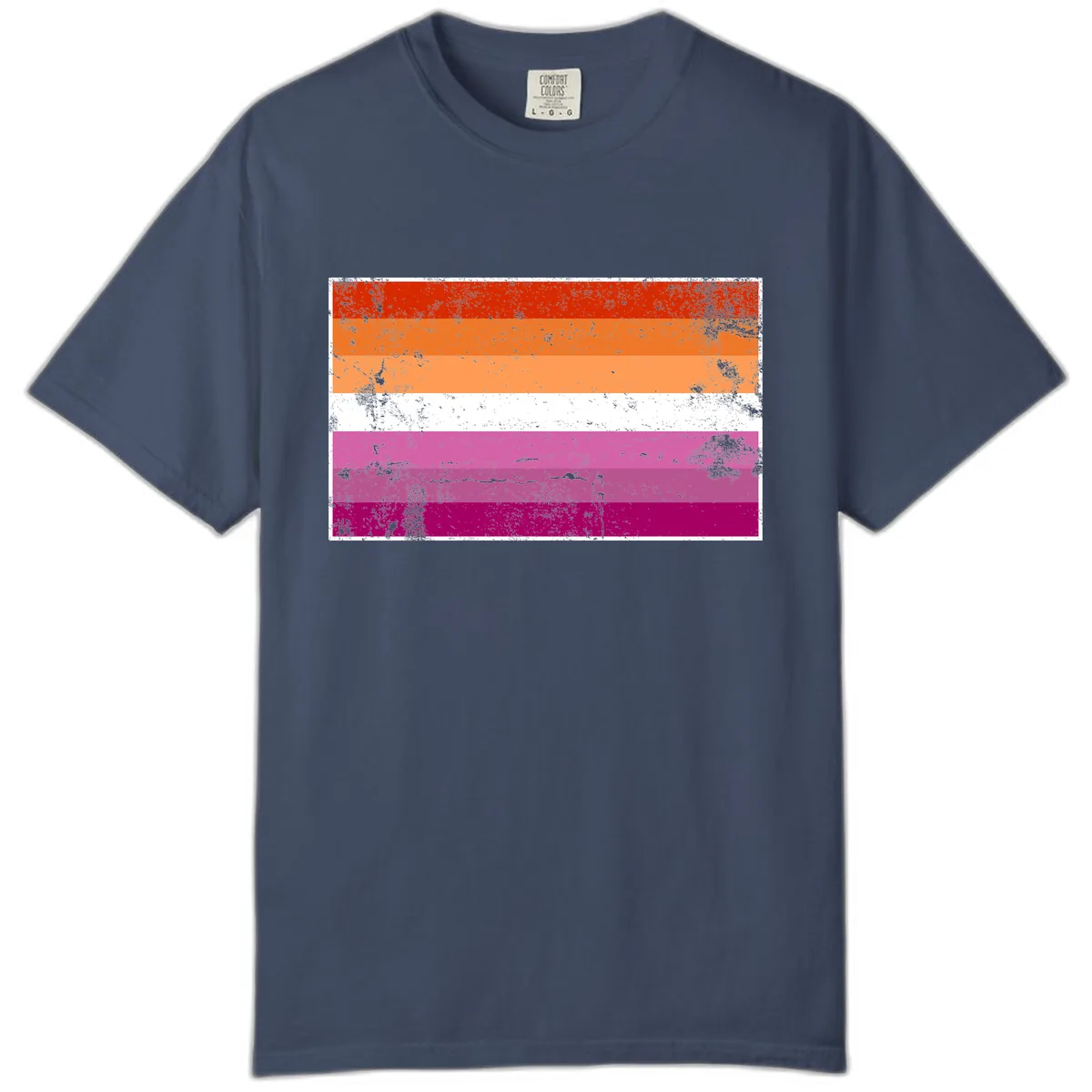 Lesbian Pride Flag Grunge Comfort Color in Midnight