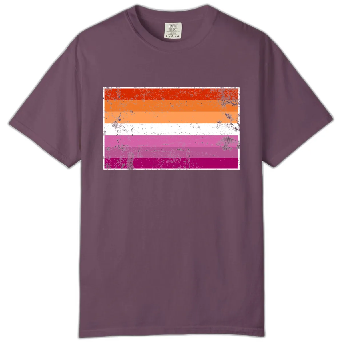 Lesbian Pride Flag Grunge Comfort Color in Berry