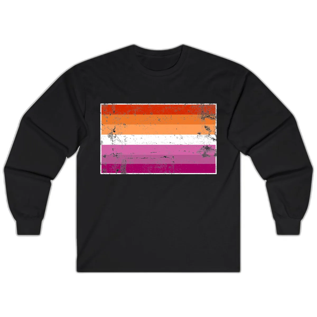 Lesbian Pride Flag Grunge Long Sleeve in Black