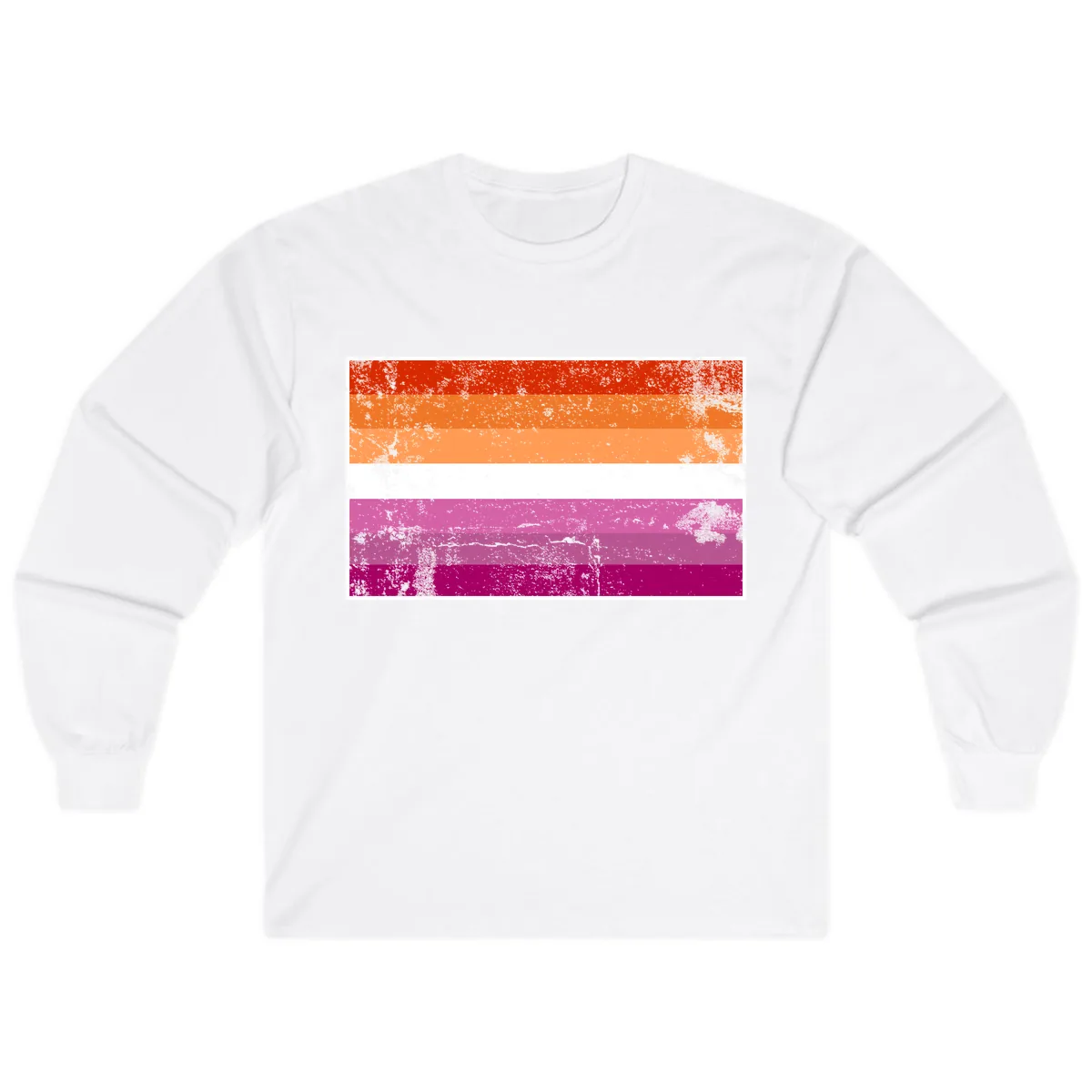 Lesbian Pride Flag Grunge Long Sleeve in White
