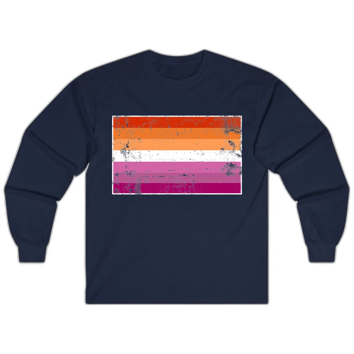 Lesbian Pride Flag Grunge Long Sleeve in Navy