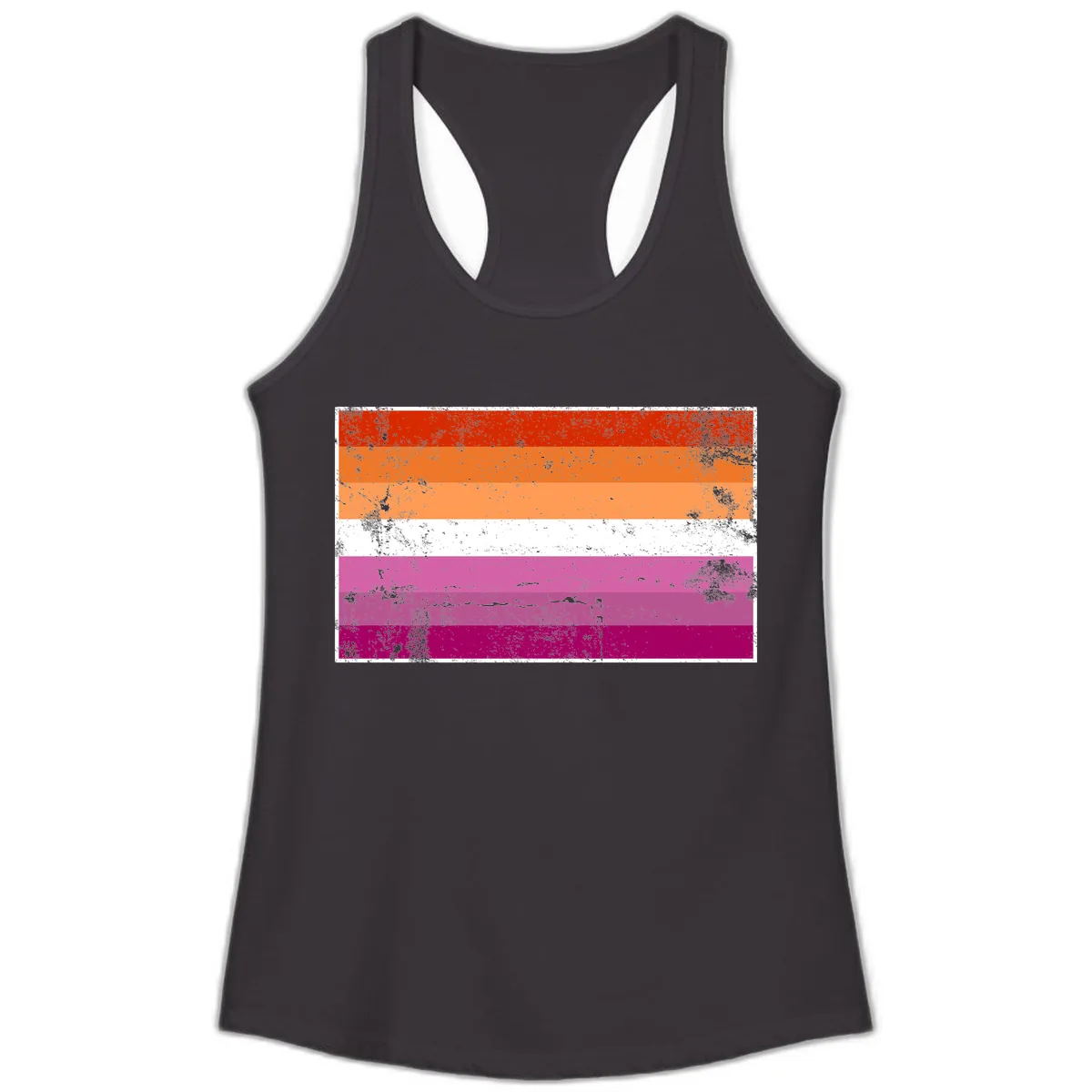 Lesbian Pride Flag Grunge Ladies Tank in Black