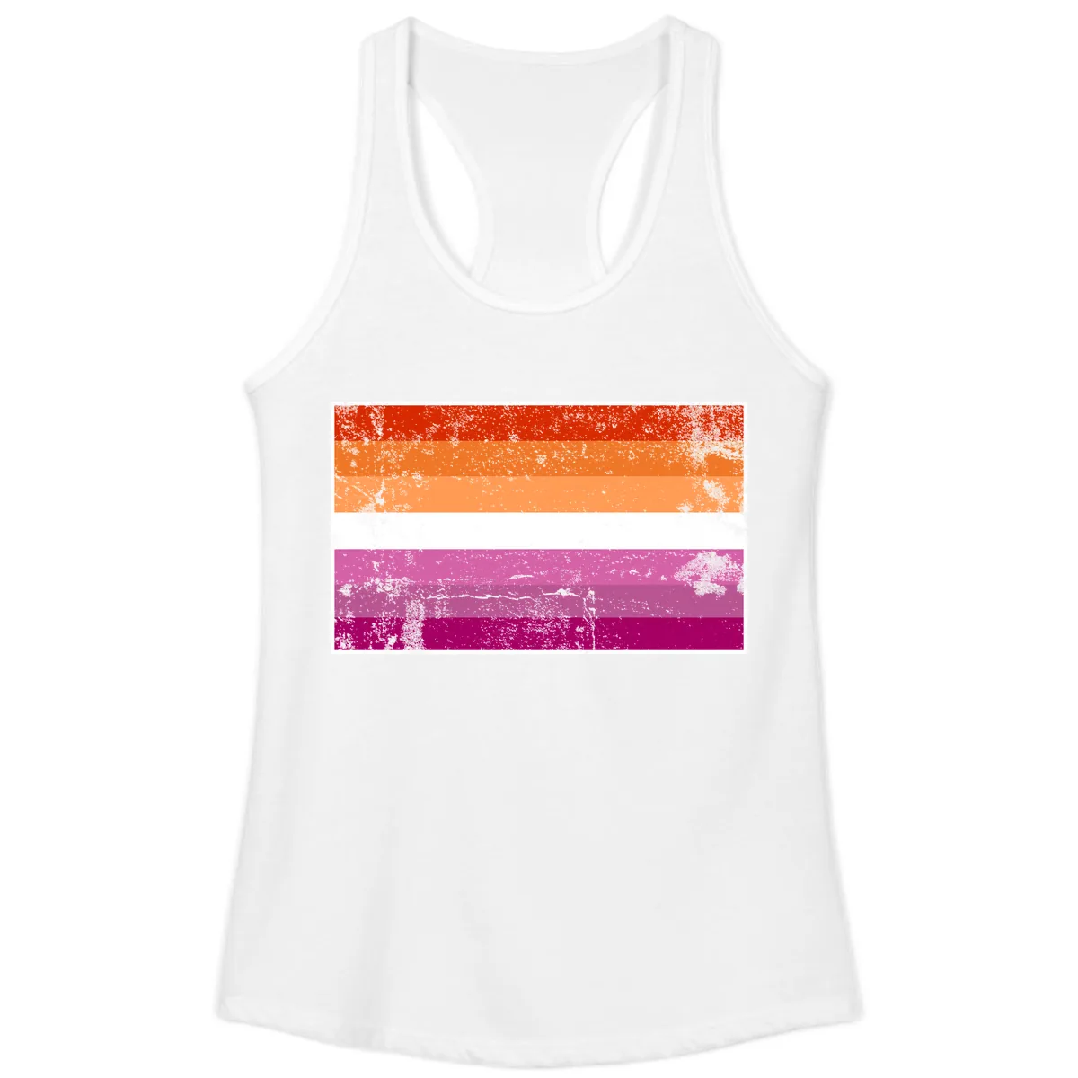 Lesbian Pride Flag Grunge Ladies Tank in White