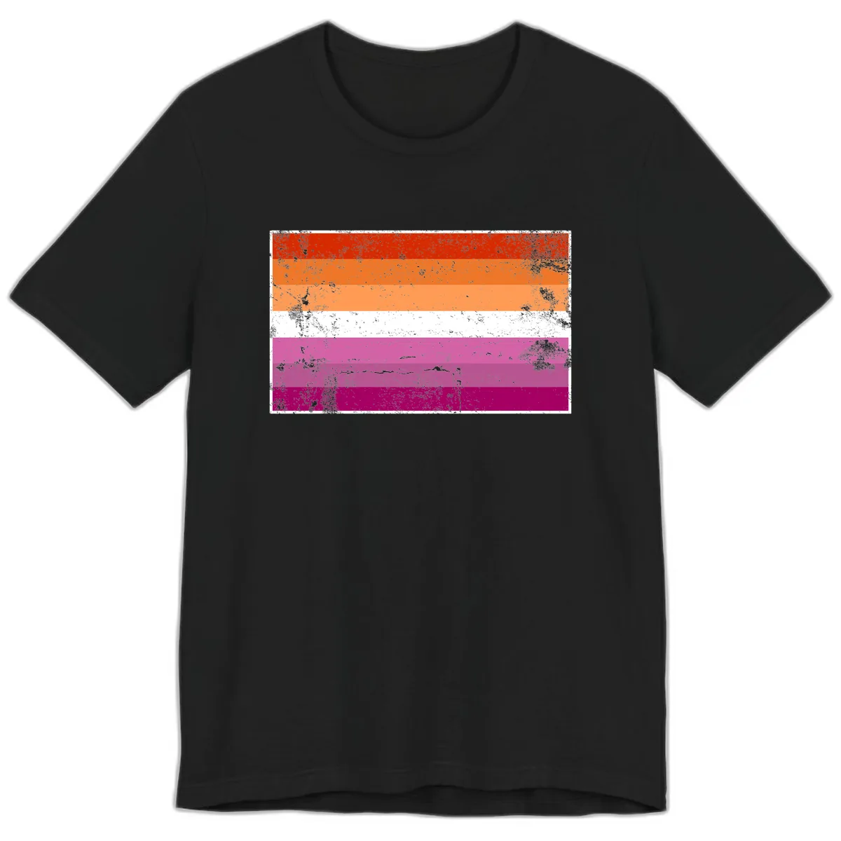 Lesbian Pride Flag Grunge Premium T-Shirt in Black