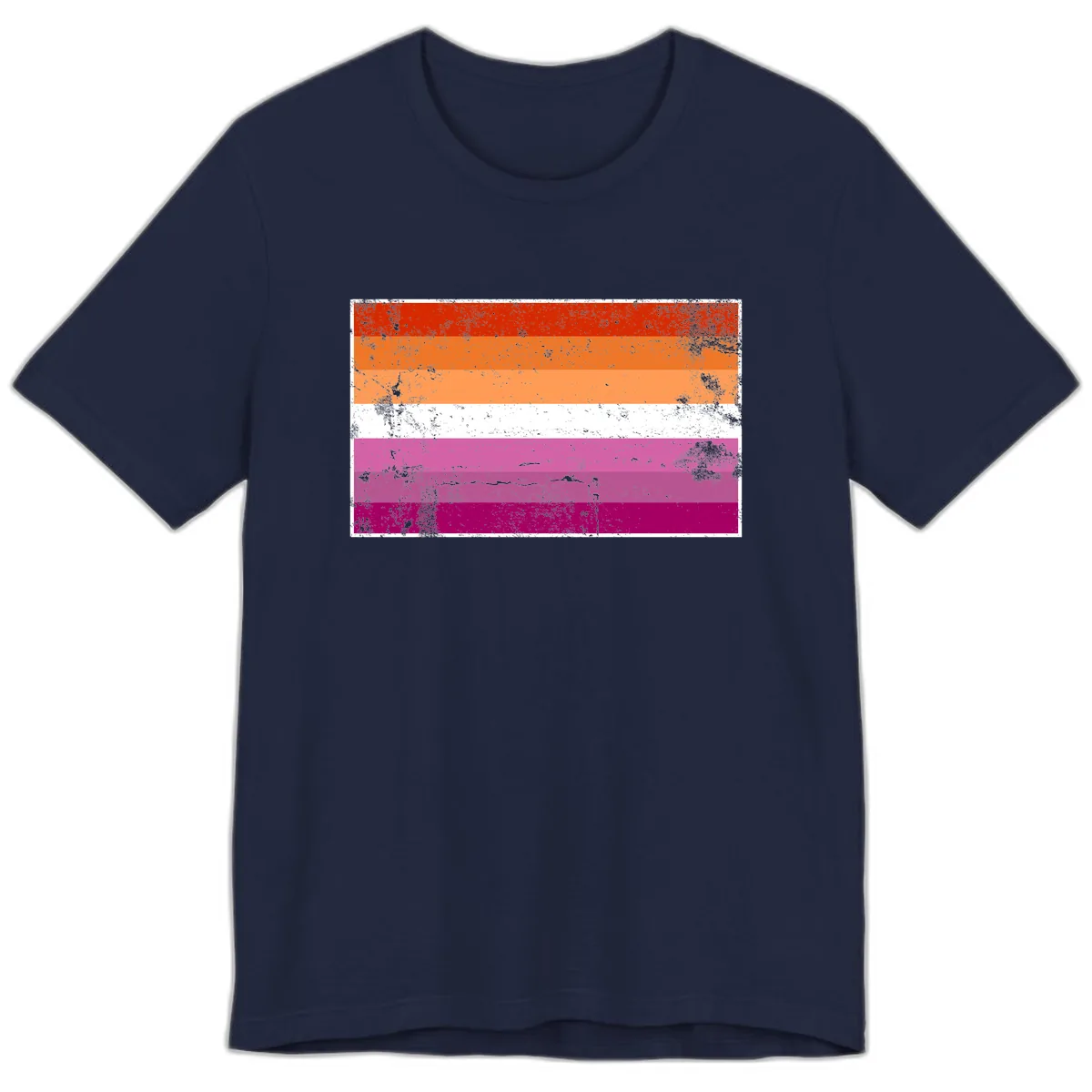 Lesbian Pride Flag Grunge Premium T-Shirt in Navy