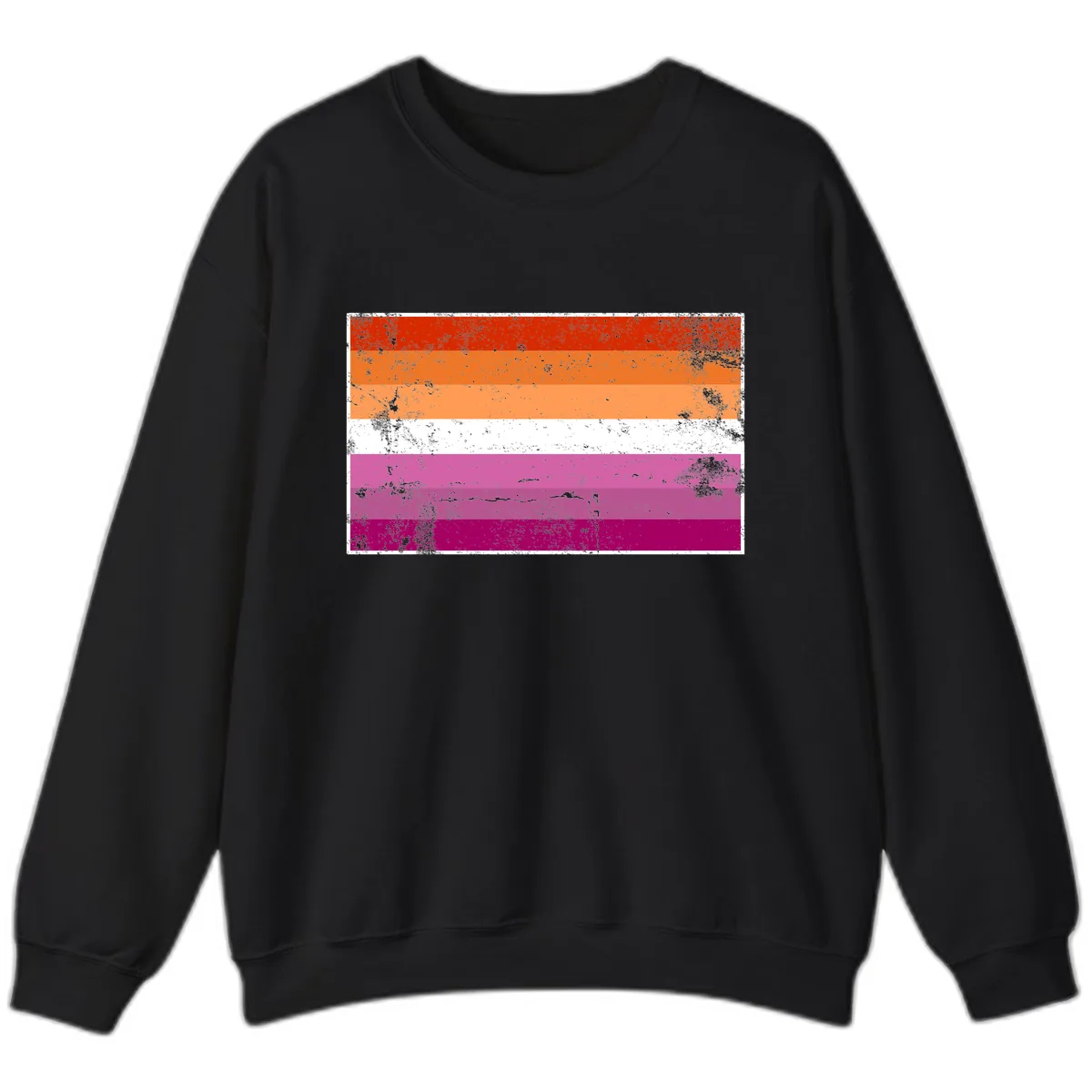 Lesbian Pride Flag Grunge Sweatshirt in Black