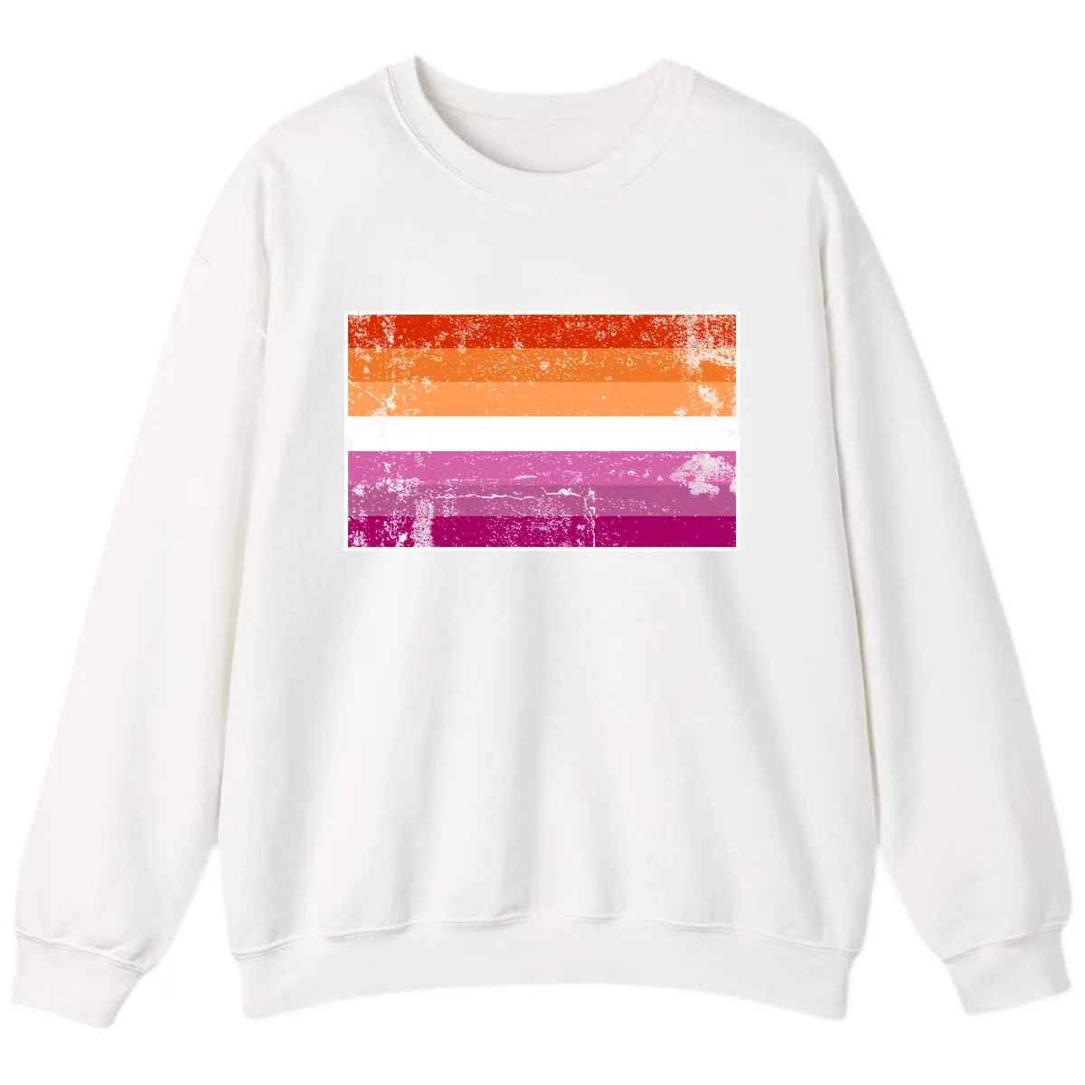 Lesbian Pride Flag Grunge Sweatshirt in White