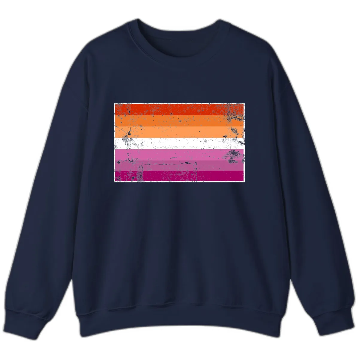 Lesbian Pride Flag Grunge Sweatshirt in Navy