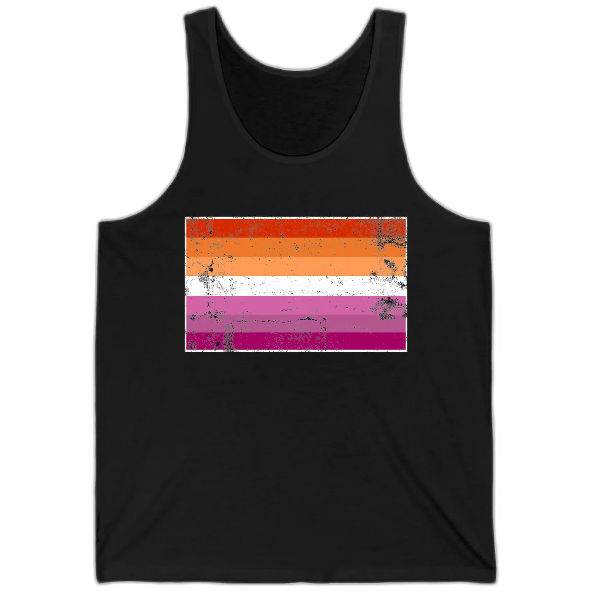 Lesbian Pride Flag Grunge Tank in Black