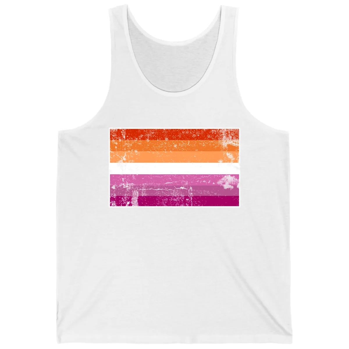 Lesbian Pride Flag Grunge Tank in White