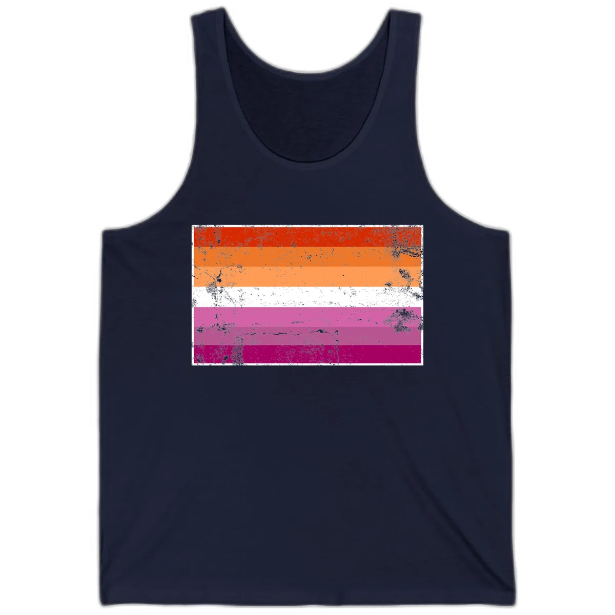 Lesbian Pride Flag Grunge Tank in Navy