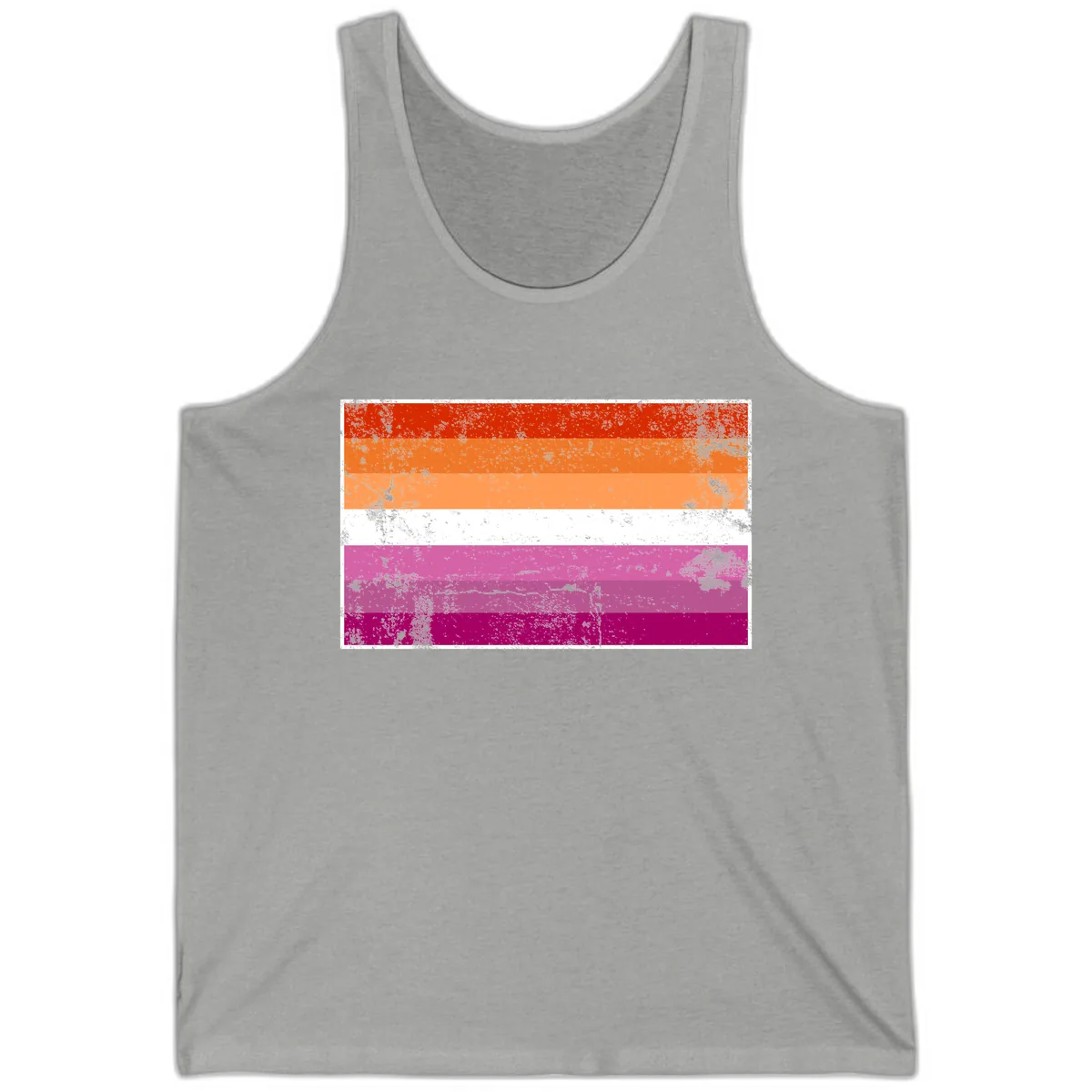 Lesbian Pride Flag Grunge Tank in Athletic Heather