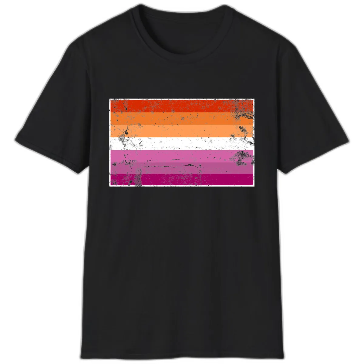 Lesbian Pride Flag Grunge T-Shirt in Black