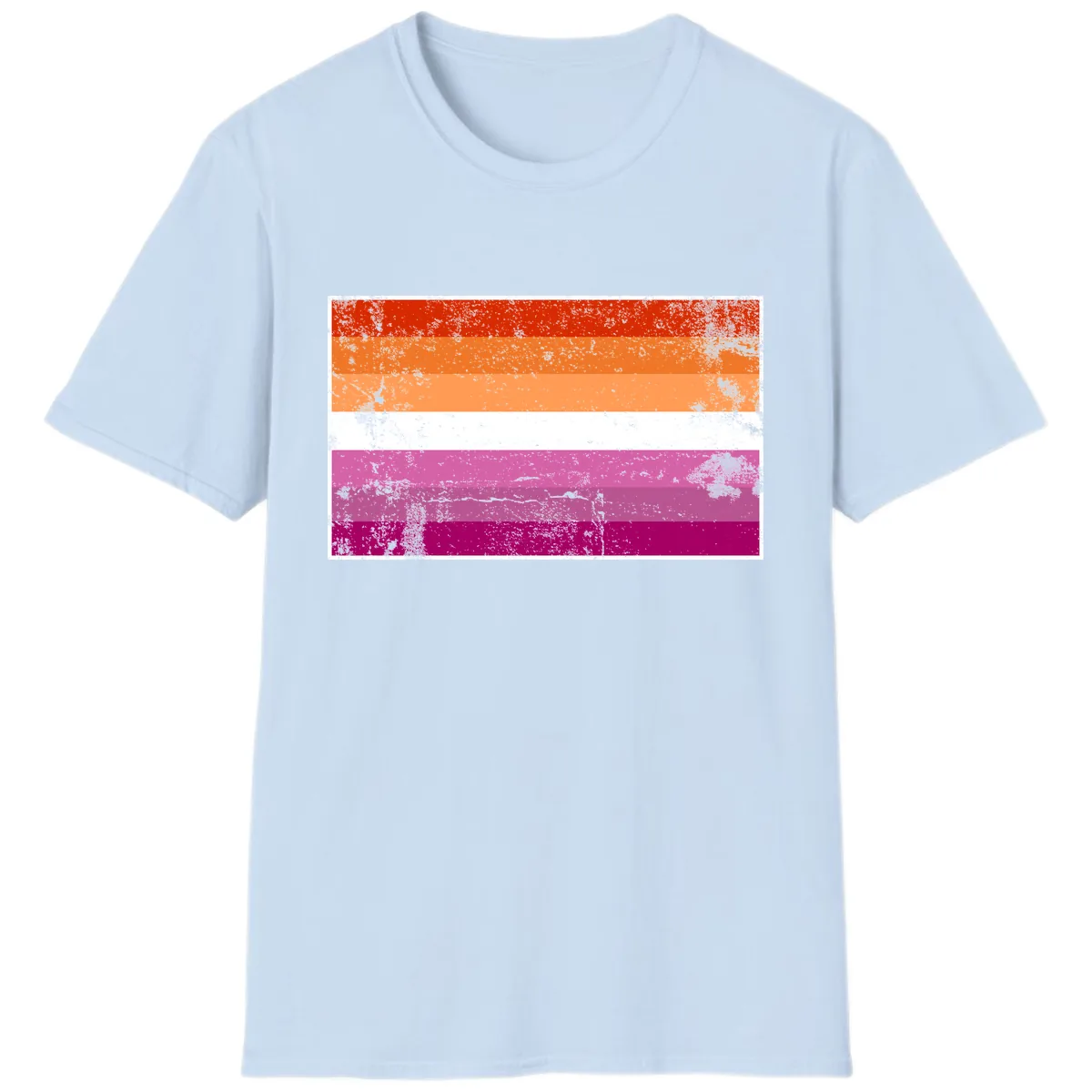 Lesbian Pride Flag Grunge T-Shirt in Light Blue
