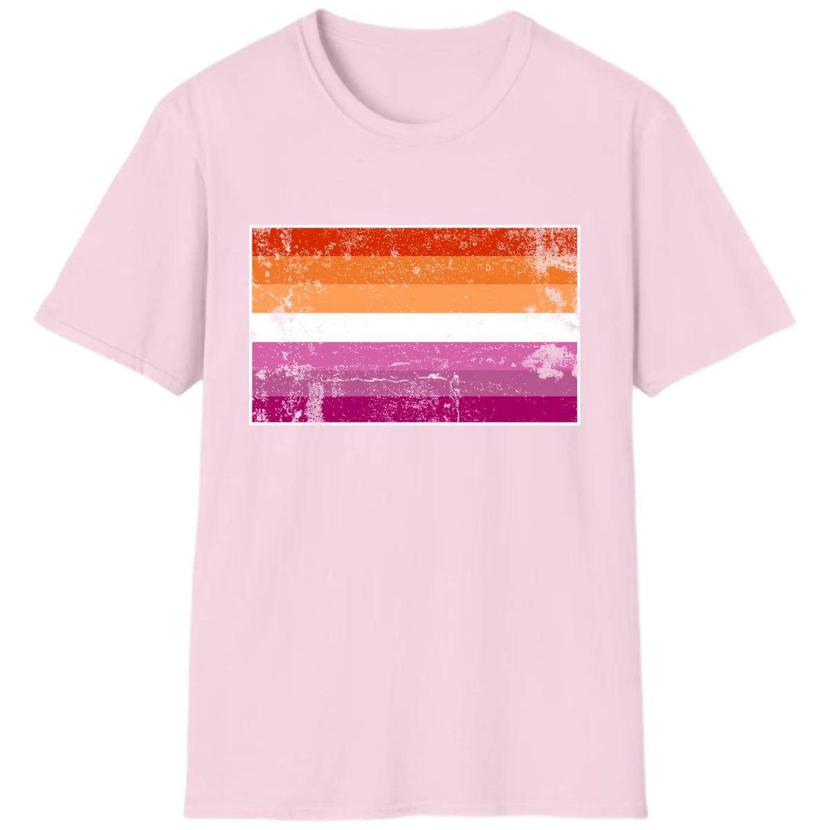 Lesbian Pride Flag Grunge T-Shirt in Light Pink